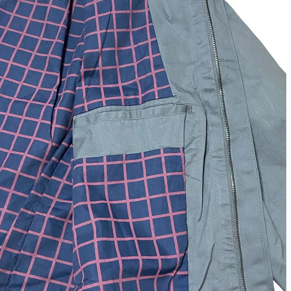 FIVEFOUR NWT Blaine Charcoal Gray Jacket Cotton Lightweight Coat Plaid‎ Lined L